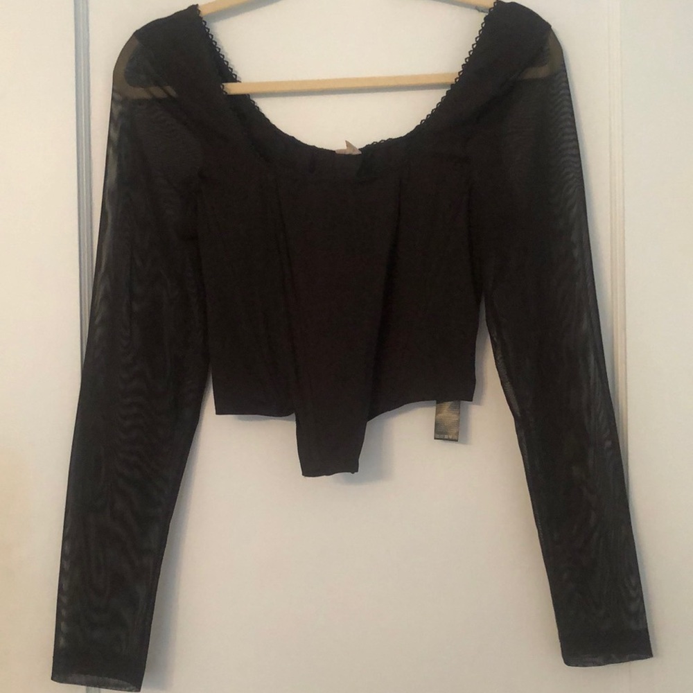 ASOS size 12 black corset top with mesh sleeves